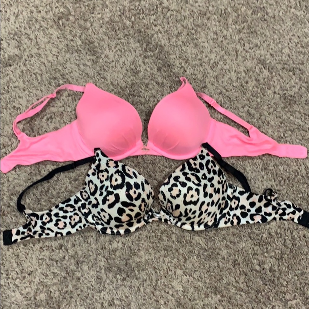 Victoria's Secret Pink and Leopard Print Bras